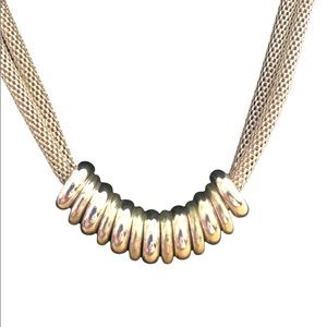 Glam Goth‎ Silver Tone Modern Mesh Snake Chains with Rings Necklace